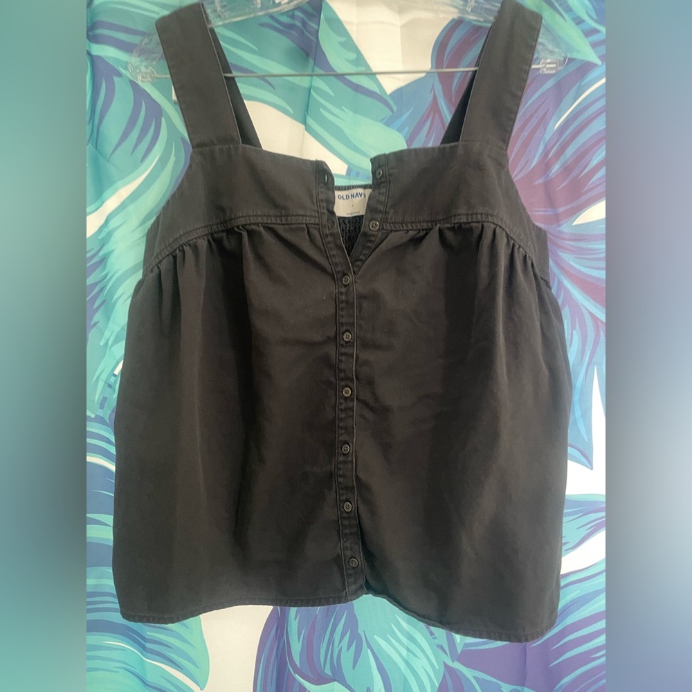 Old Navy Gray Denim Button-Down Blouse